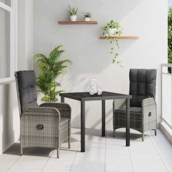 Ensemble de salle à manger pour jardin 3 pcs Gris polyrotin 564447564447