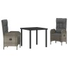 Ensemble de salle à manger pour jardin 3 pcs Gris polyrotin 564447564447