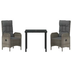 Ensemble de salle à manger pour jardin 3 pcs Gris polyrotin 564447564447