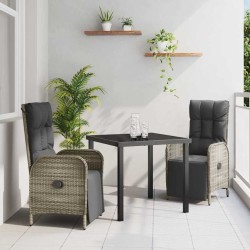 Ensemble de salle à manger pour jardin 3 pcs Gris polyrotin 564448564448