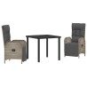 Ensemble de salle à manger pour jardin 3 pcs Gris polyrotin 564448564448