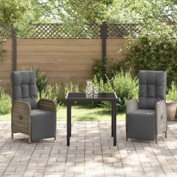 Ensemble de salle à manger pour jardin 3 pcs Gris polyrotin 564448564448