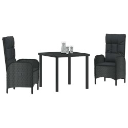Ensemble de salle à manger pour jardin 3 pcs Noir polyrotin 564449564449