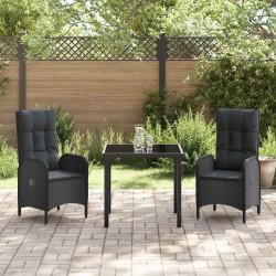 Ensemble de salle à manger pour jardin 3 pcs Noir polyrotin 564449564449