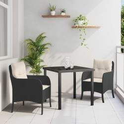 Ensemble de salle à manger pour jardin 3 pcs Noir polyrotin 564450564450