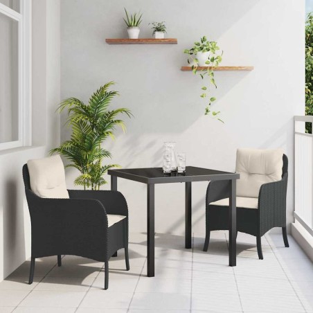 Ensemble de salle à manger pour jardin 3 pcs Noir polyrotin 564450564450