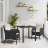 Ensemble de salle à manger pour jardin 3 pcs Noir polyrotin 564450564450
