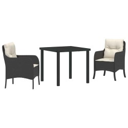Ensemble de salle à manger pour jardin 3 pcs Noir polyrotin 564450564450