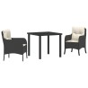 Ensemble de salle à manger pour jardin 3 pcs Noir polyrotin 564450564450