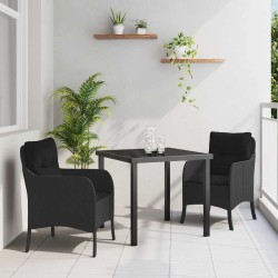 Ensemble de salle à manger pour jardin 3 pcs Noir polyrotin 564451564451