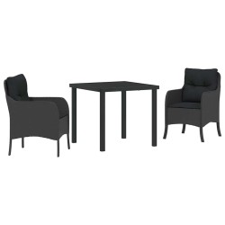 Ensemble de salle à manger pour jardin 3 pcs Noir polyrotin 564451564451