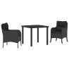 Ensemble de salle à manger pour jardin 3 pcs Noir polyrotin 564451564451