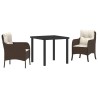 Ensemble de salle à manger pour jardin 3 pcs Marron polyrotin 564452564452