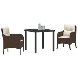 Ensemble de salle à manger pour jardin 3 pcs Marron polyrotin 564452564452