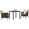Ensemble de salle à manger pour jardin 3 pcs Marron polyrotin 564452564452