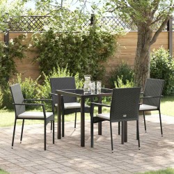 Ensemble de salle à manger pour jardin 5 pcs Noir polyrotin 564453564453