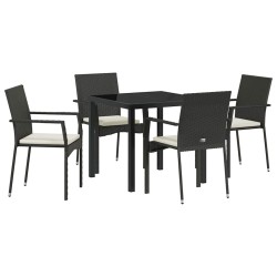 Ensemble de salle à manger pour jardin 5 pcs Noir polyrotin 564453564453