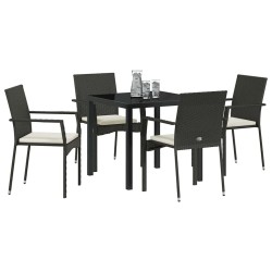 Ensemble de salle à manger pour jardin 5 pcs Noir polyrotin 564453564453