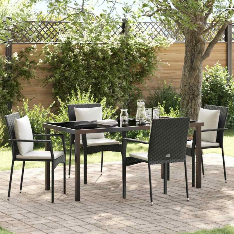 Ensemble de salle à manger pour jardin 5 pcs Noir polyrotin 564454564454