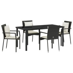 Ensemble de salle à manger pour jardin 5 pcs Noir polyrotin 564454564454