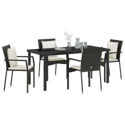 Ensemble de salle à manger pour jardin 5 pcs Noir polyrotin 564454564454
