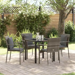Ensemble de salle à manger pour jardin 5 pcs Gris polyrotin 564455564455
