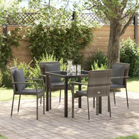 Ensemble de salle à manger pour jardin 5 pcs Gris polyrotin 564455564455