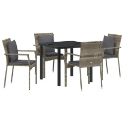 Ensemble de salle à manger pour jardin 5 pcs Gris polyrotin 564455564455