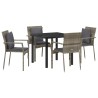 Ensemble de salle à manger pour jardin 5 pcs Gris polyrotin 564455564455