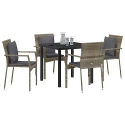 Ensemble de salle à manger pour jardin 5 pcs Gris polyrotin 564455564455