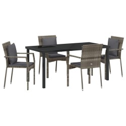 Ensemble de salle à manger pour jardin 5 pcs Gris polyrotin 564456564456
