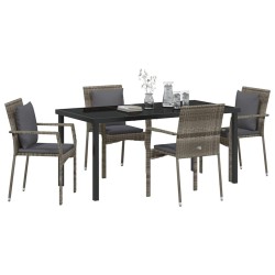 Ensemble de salle à manger pour jardin 5 pcs Gris polyrotin 564456564456