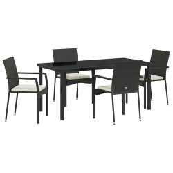 Ensemble de salle à manger pour jardin 5 pcs Noir polyrotin 564457564457