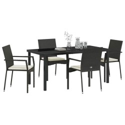 Ensemble de salle à manger pour jardin 5 pcs Noir polyrotin 564457564457