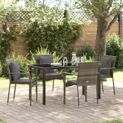 Ensemble de salle à manger pour jardin 5 pcs Gris polyrotin 564458564458
