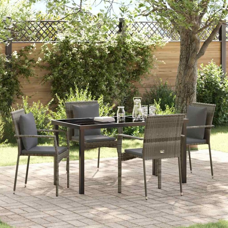 Ensemble de salle à manger pour jardin 5 pcs Gris polyrotin 564458564458