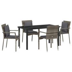 Ensemble de salle à manger pour jardin 5 pcs Gris polyrotin 564458564458