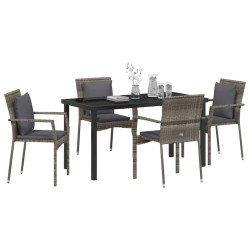Ensemble de salle à manger pour jardin 5 pcs Gris polyrotin 564458564458