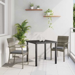 Ensemble de salle à manger pour jardin 3 pcs Gris polyrotin 564459564459