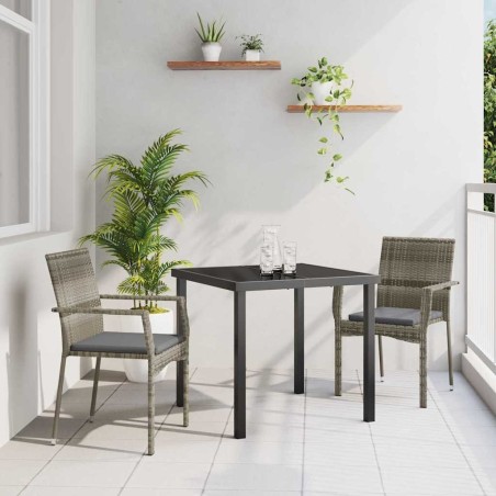 Ensemble de salle à manger pour jardin 3 pcs Gris polyrotin 564459564459