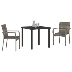 Ensemble de salle à manger pour jardin 3 pcs Gris polyrotin 564459564459