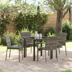 Ensemble de salle à manger pour jardin 5 pcs Gris polyrotin 564460564460