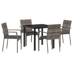 Ensemble de salle à manger pour jardin 5 pcs Gris polyrotin 564460564460