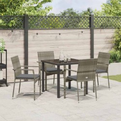 Ensemble de salle à manger pour jardin 5 pcs Gris polyrotin 564460564460