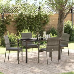 Ensemble de salle à manger pour jardin 5 pcs Gris polyrotin 564461564461