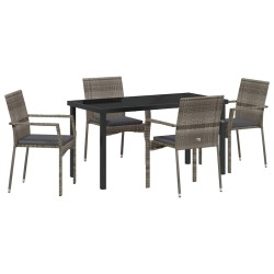 Ensemble de salle à manger pour jardin 5 pcs Gris polyrotin 564461564461