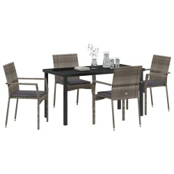 Ensemble de salle à manger pour jardin 5 pcs Gris polyrotin 564461564461
