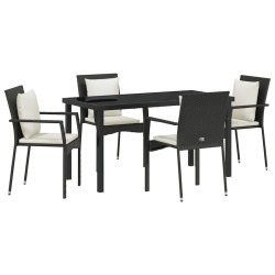 Ensemble de salle à manger pour jardin 5 pcs Noir polyrotin 564462564462
