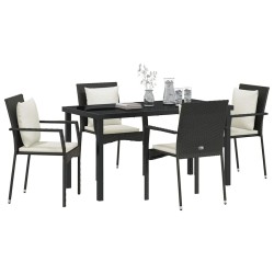 Ensemble de salle à manger pour jardin 5 pcs Noir polyrotin 564462564462