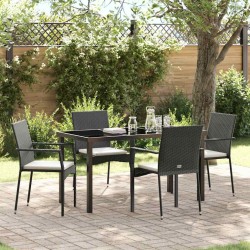Ensemble de salle à manger pour jardin 5 pcs Noir polyrotin 564463564463